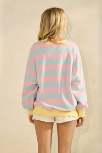 Pink/Blue Striped Long Sleeve Pullover