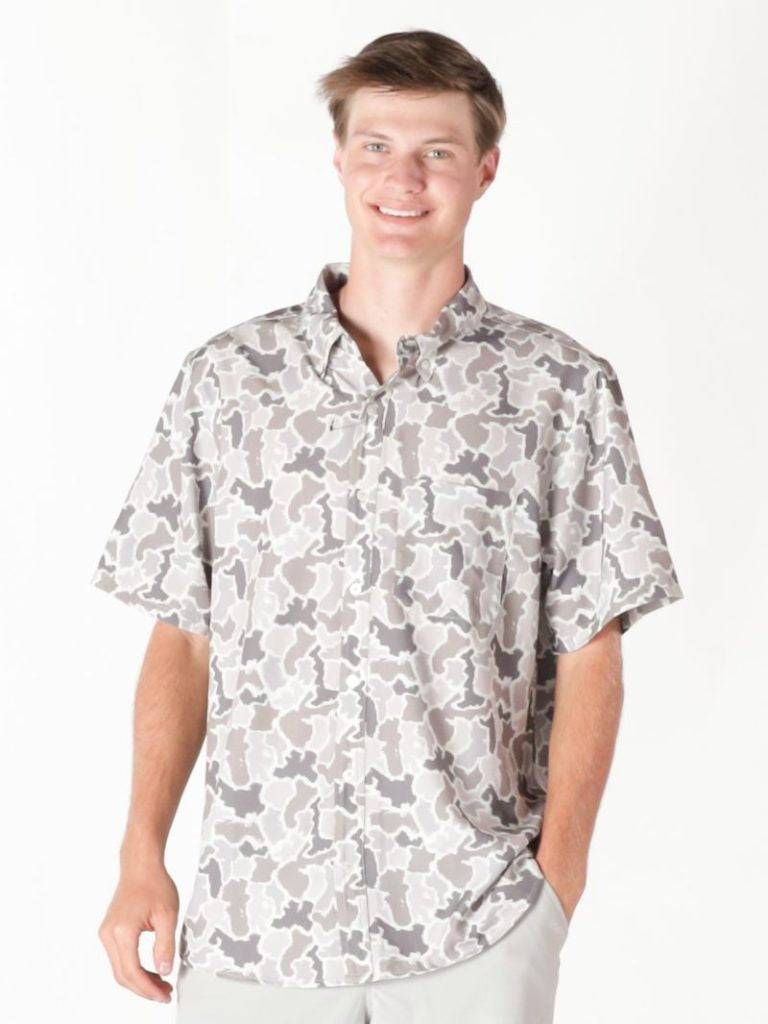 Men’s Grey Camo Polo ￼