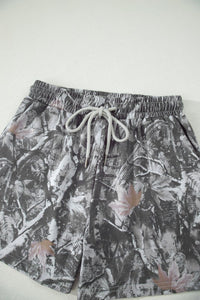 Gray Camo Drawstring Shorts W/ Pockets