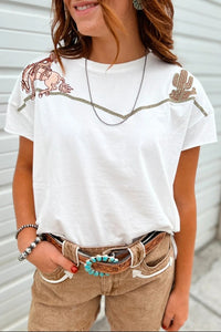 Western Frontier Embroidered T-Shirt