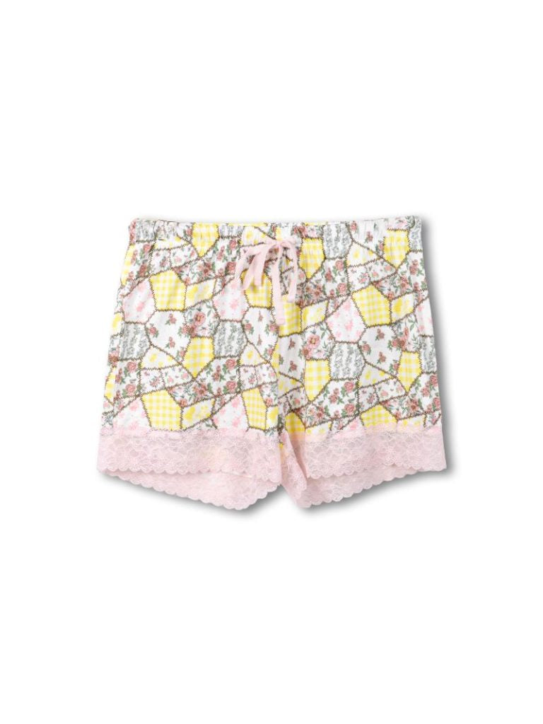 Pajama Shorts W/ Lace Trimming