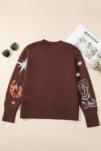 Stars and Boots Sweater Brown