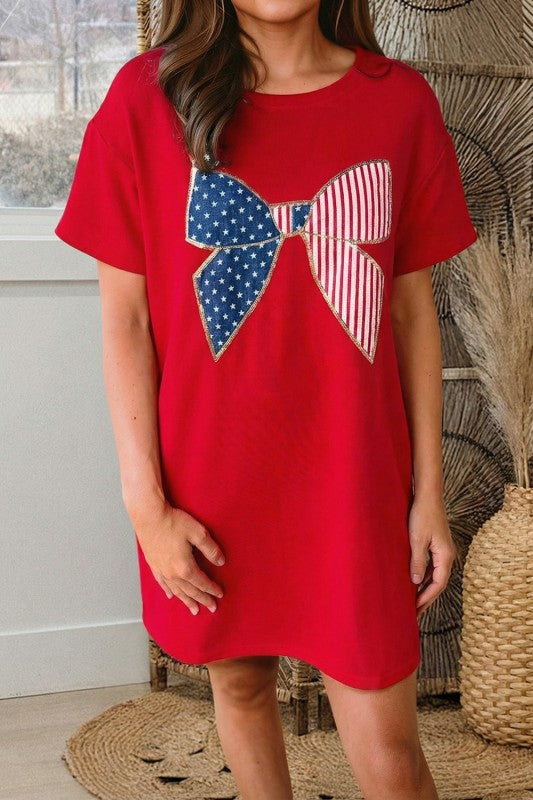 Patriotic Bow Graphic Tee Dress