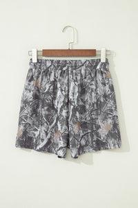 Gray Camo Drawstring Shorts W/ Pockets