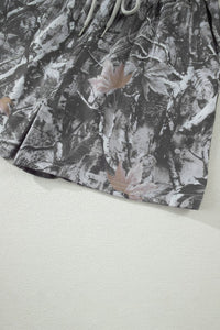 Gray Camo Drawstring Shorts W/ Pockets