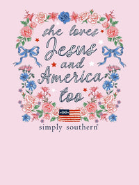 Loves Jesus and America Tee - Peony