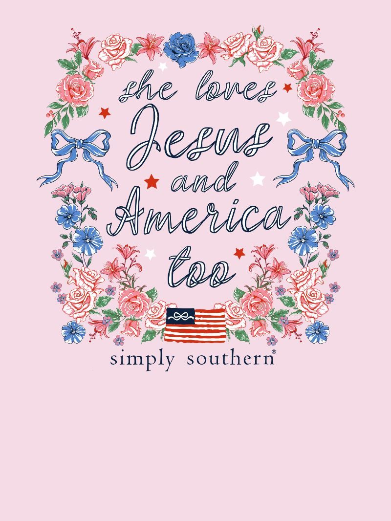 Loves Jesus and America Tee - Peony