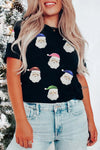 Santa Sequin Patch Top Black