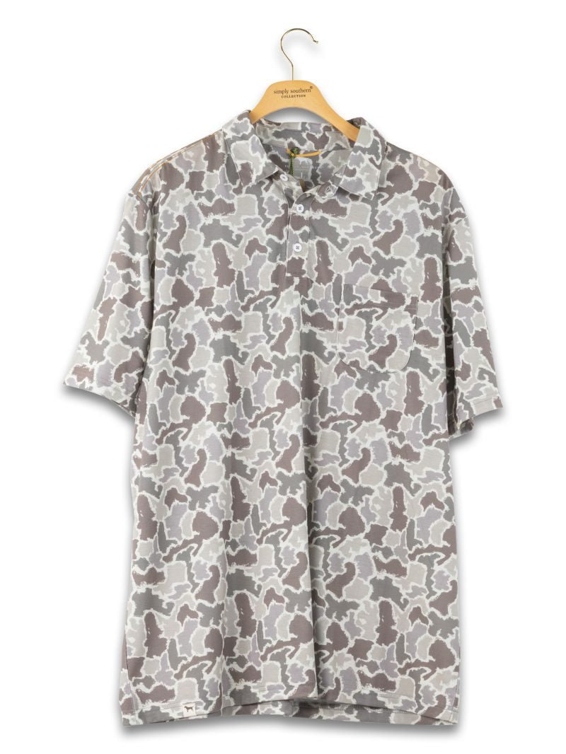Men’s Grey Camo Polo ￼