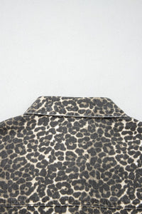 Leopard Print Denim Button-Up Top
