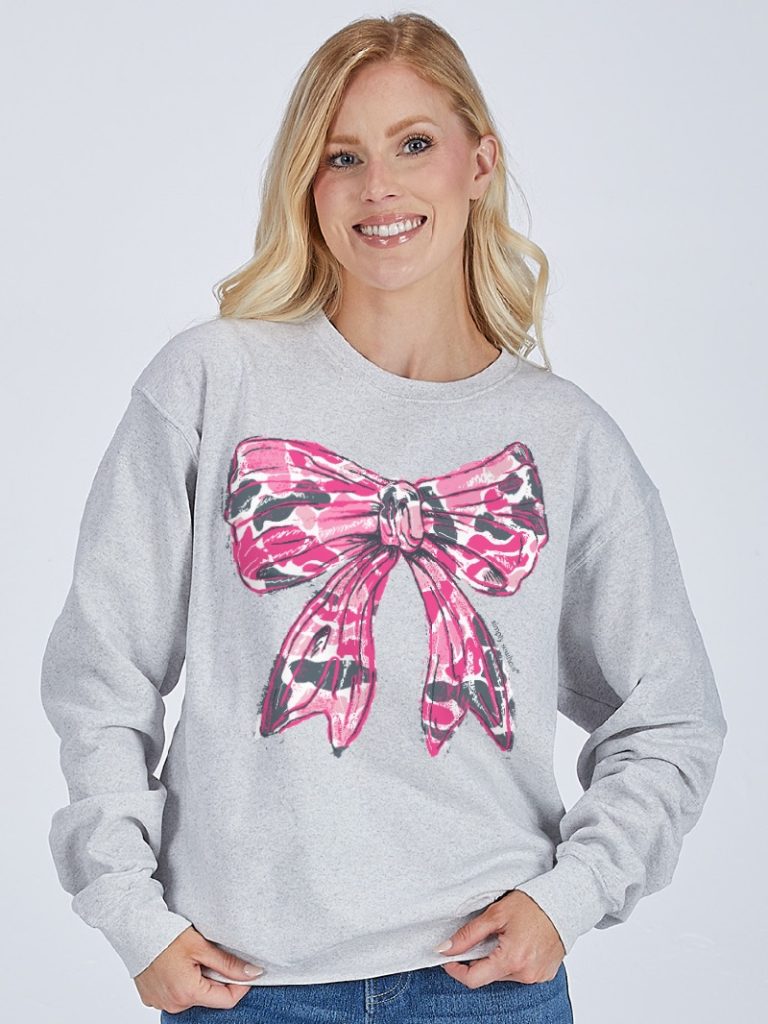 Pink Camo Bow Crewneck CREW-PINKBOW-FURRY