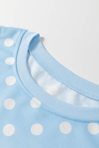 Sky Blue Polka Dot Lounge Top