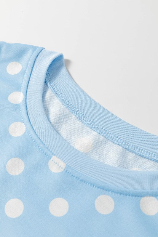 Sky Blue Polka Dot Lounge Top