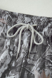 Gray Camo Drawstring Shorts W/ Pockets
