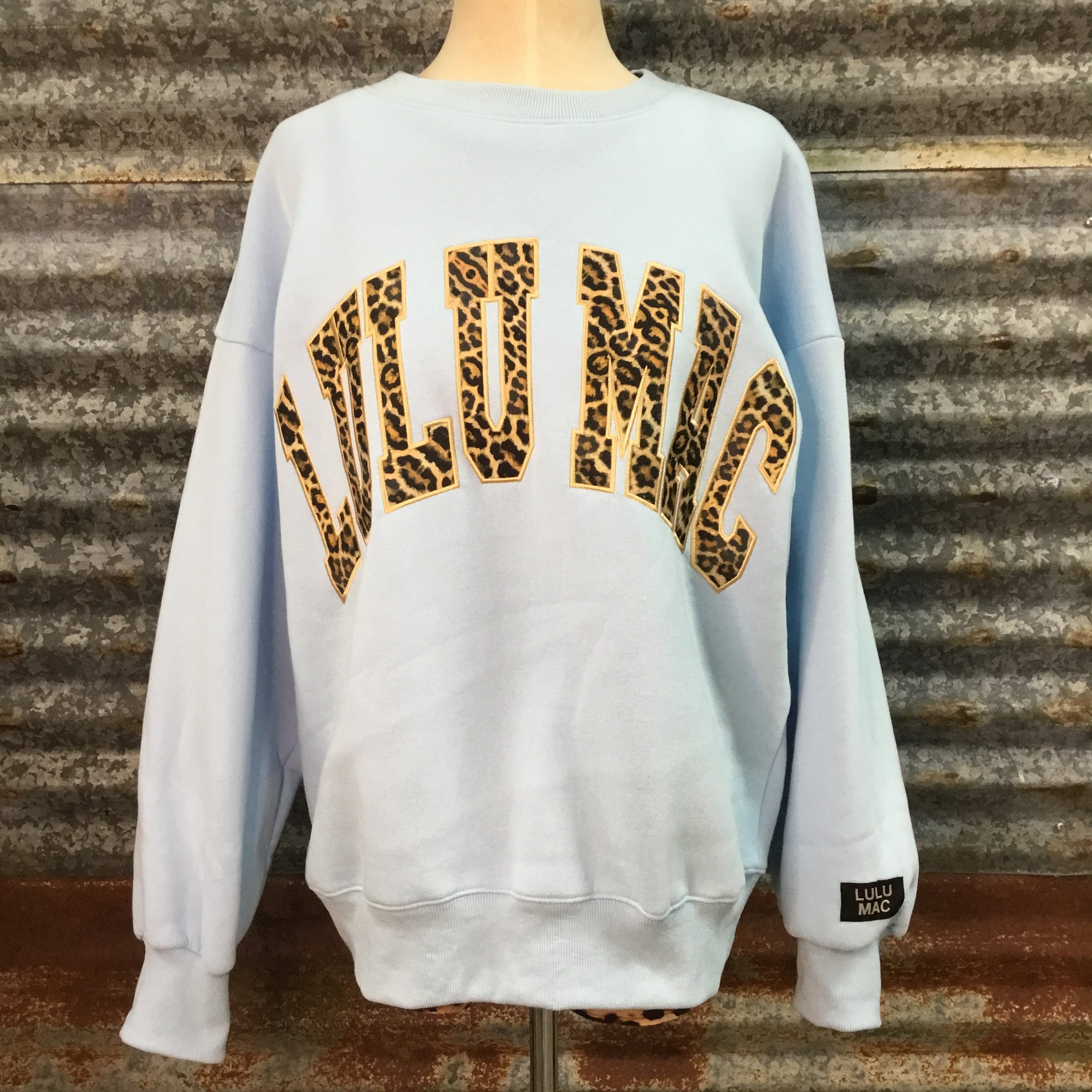 Light Blue Lulu Mac Leopard Sweatshirt