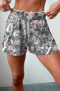 Gray Camo Drawstring Shorts W/ Pockets