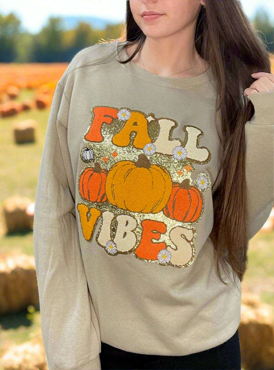 Fall Vibes Sweatshirt Tan