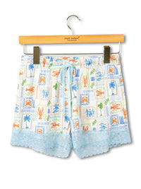 Pajama Shorts W/ Lace Trimming