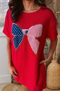 Patriotic Bow Graphic Tee Dress
