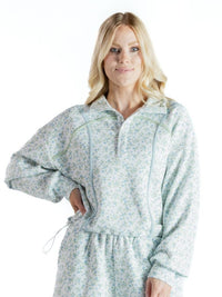 Collared Cropped Pullover W/ Cinched Waist