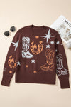 Stars and Boots Sweater Brown