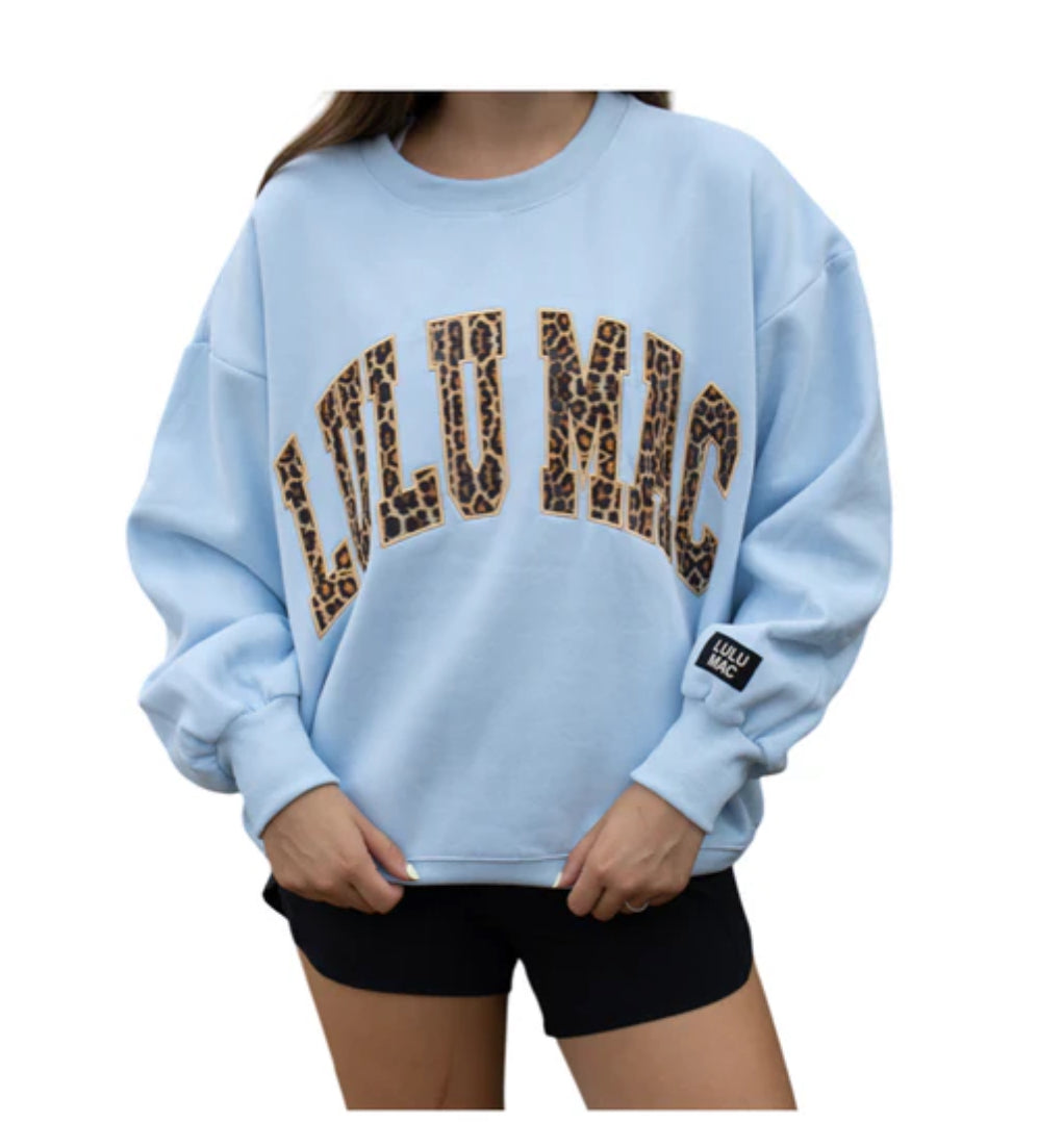 Light Blue Lulu Mac Leopard Sweatshirt
