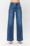 High Waist Double Button Wide Leg Jeans 82558
