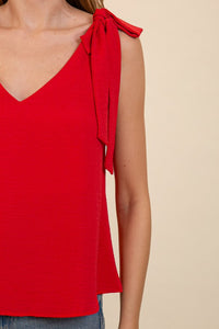 V Neck Flowy Top with Self Tie Sleeves