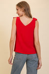 V Neck Flowy Top with Self Tie Sleeves