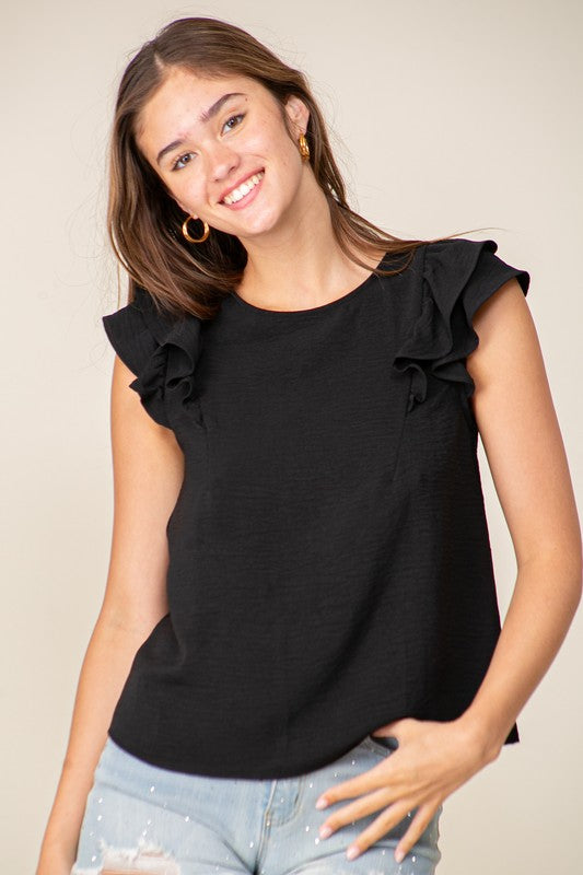 Ruffle Cap Sleeve Brooklyn Airflow Blouse
