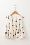 Sleeveless Bow Front Tie Top Black/White
