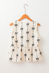 Sleeveless Bow Front Tie Top Black/White