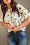 Short Sleeve Bow Top Black/White