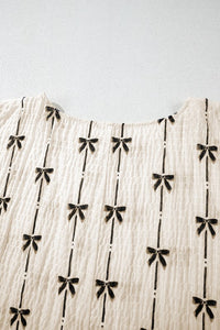 Short Sleeve Bow Top Black/White