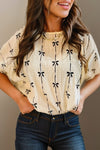 Short Sleeve Bow Top Black/White