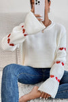 Knit Heart Sweater White