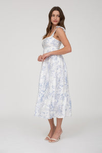 Fruit Blossom Tiered Midi Dress
