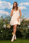 V-Neck Tiered Babydoll Mini Dress