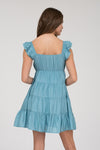 V-Neck Tiered Babydoll Mini Dress