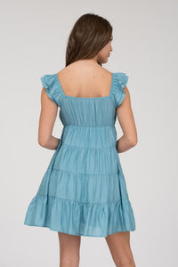V-Neck Tiered Babydoll Mini Dress