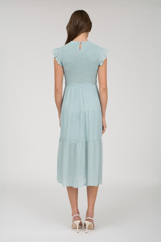 Smocked Tiered Midi Dress