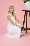Ruffle Detail Empire Waist Sleeveless Midi Dress