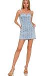 Spaghetti Strap Light Wash Denim Dress w/ Pockets
