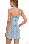 Spaghetti Strap Light Wash Denim Dress w/ Pockets