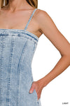 Spaghetti Strap Light Wash Denim Dress w/ Pockets