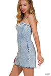Spaghetti Strap Light Wash Denim Dress w/ Pockets