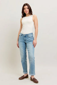 V-Front Cool Denim Cuff Boyfriend Jeans 88938