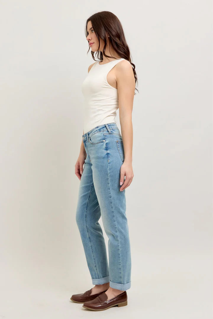 V-Front Cool Denim Cuff Boyfriend Jeans 88938