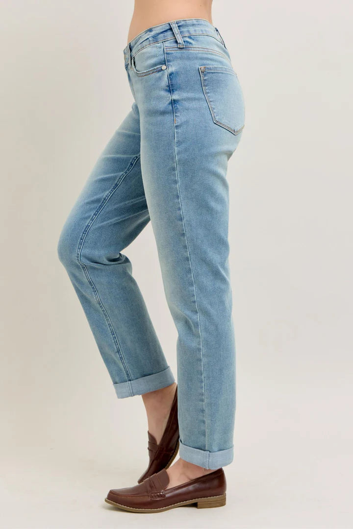 V-Front Cool Denim Cuff Boyfriend Jeans 88938