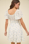 Cherry Blossom Front Tie Short Sleeve Mini Dress